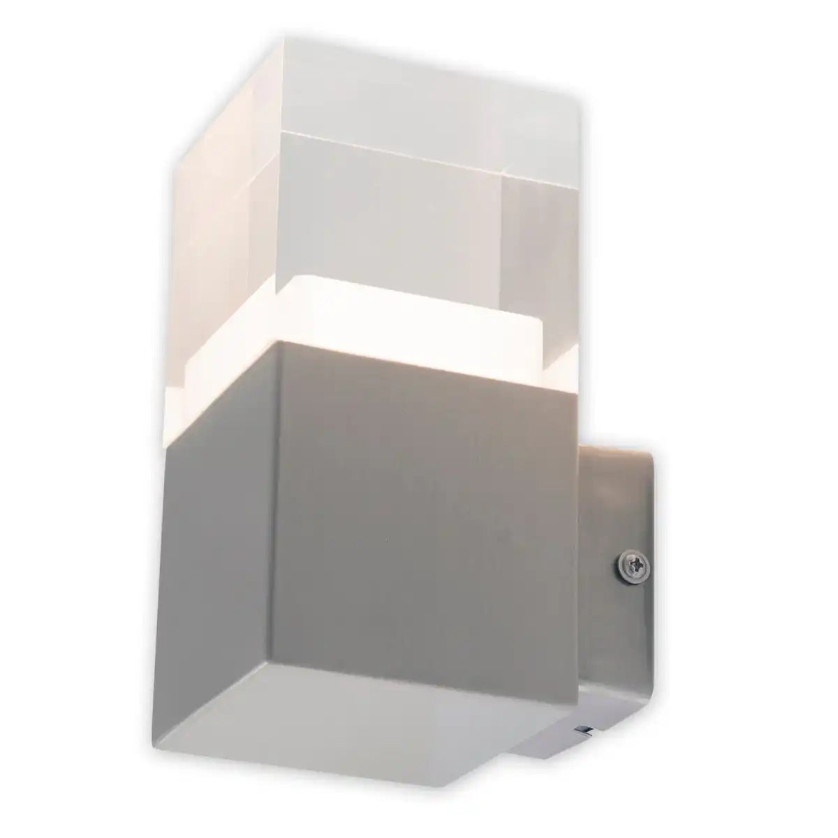 LED Außen-Wandleuchte "LEAH" aus Metall und Kunststoff in Stahl-blank, integrierte LED