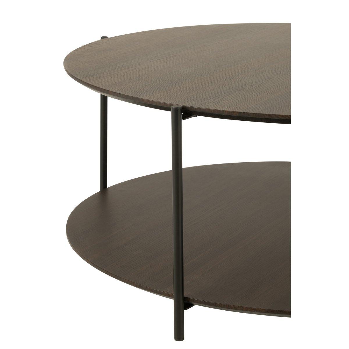 J-Line Couchtisch, rund, MDF/Metall, dunkelbraun, klein