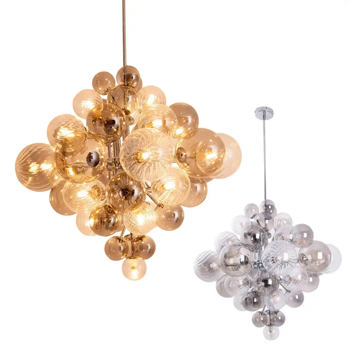 Pendelleuchte "SPHERE" Ø 75cm, au s Metall und Glas mit verschiedenen Strukturen, Beleuchtung für Wohnzimmer, Esszimmer oder Büro.