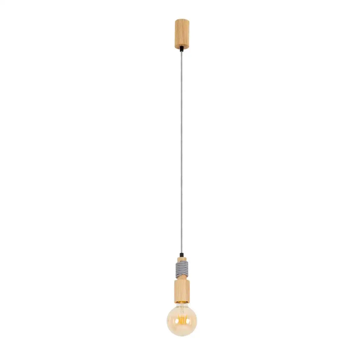 LED Holzbaldachin mit Textilkabel "Bento" incl. E27/4W LED