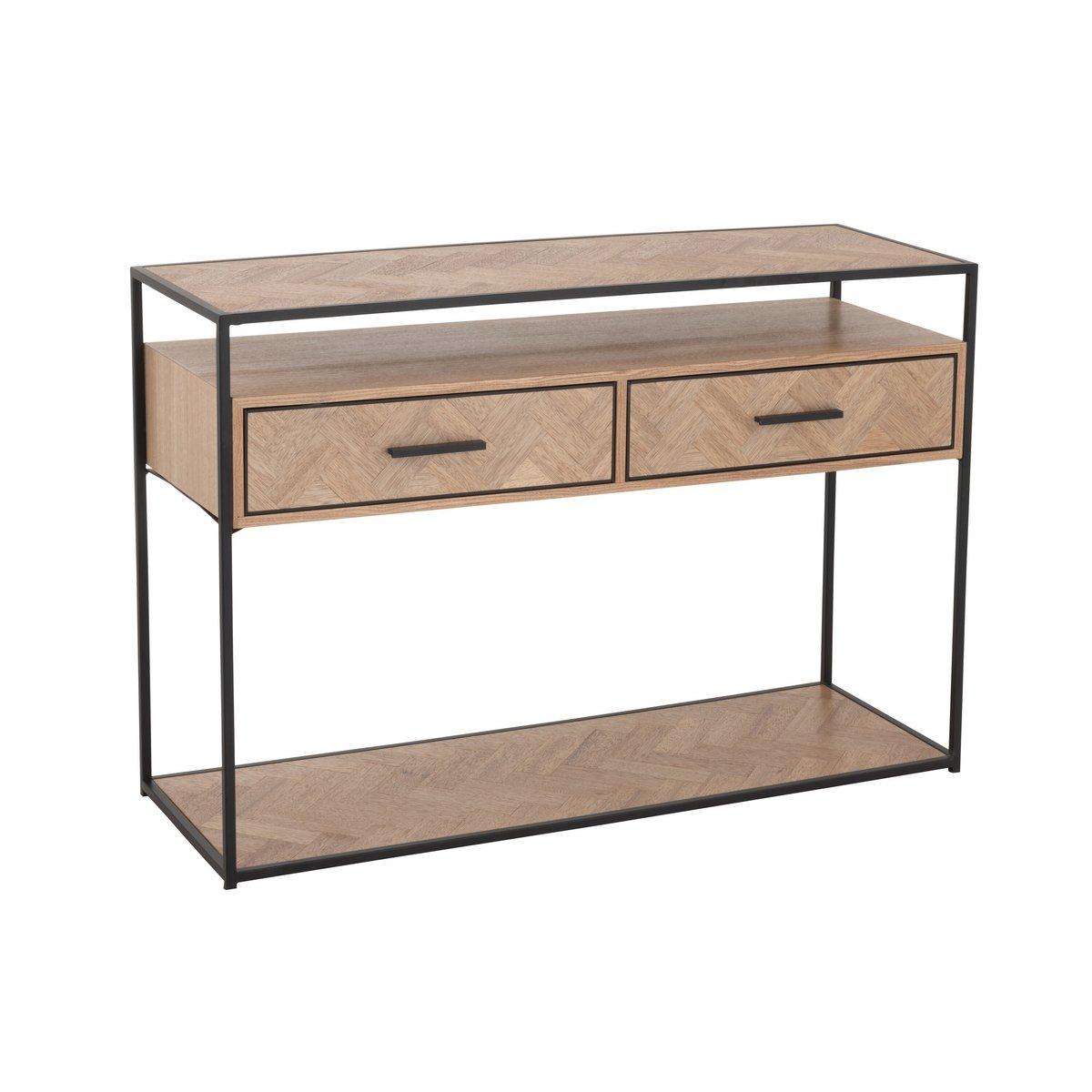 J-Line Konsole Zigzag 2 Schubladen Holz/Metall Natur/Schwarz