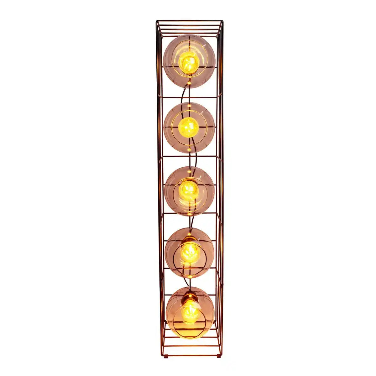 Glas-Stehleuchte "CESTA" Stehlampe aus schwarzem Metalldraht und getöntem Glas, mit E27-Fassung, 95 cm hoch, für Esszimmer, Wohnzimmer, Diele oder Büro,