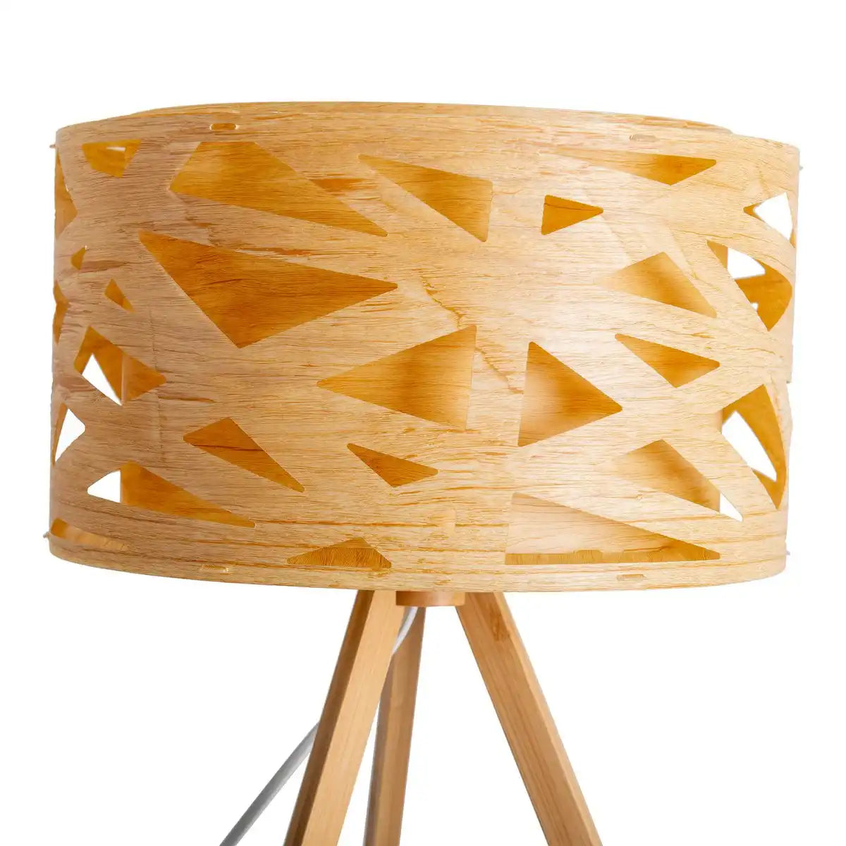 Tischleuchte "FINJA" aus naturfarbigem Kunststoff/Holzimitat, mit E27-Fassung Beleuchtung für Wohnzimmer, Esszimmer oder Büro, 55 cm hoch