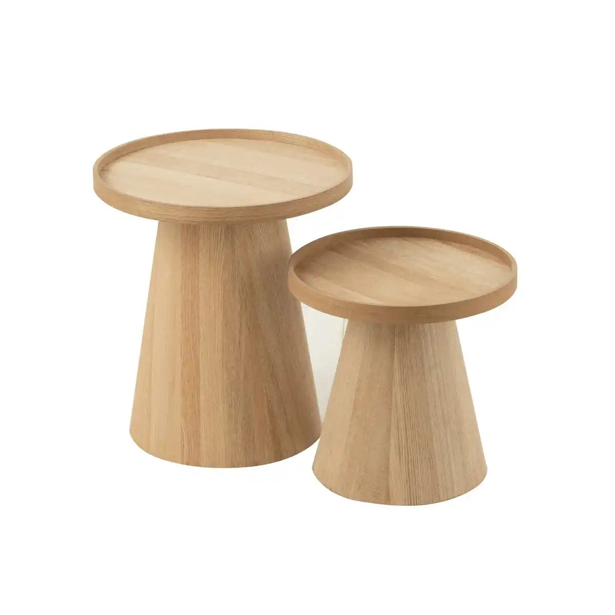 J-Line Beistelltische Round + Edge – Holz – Natur