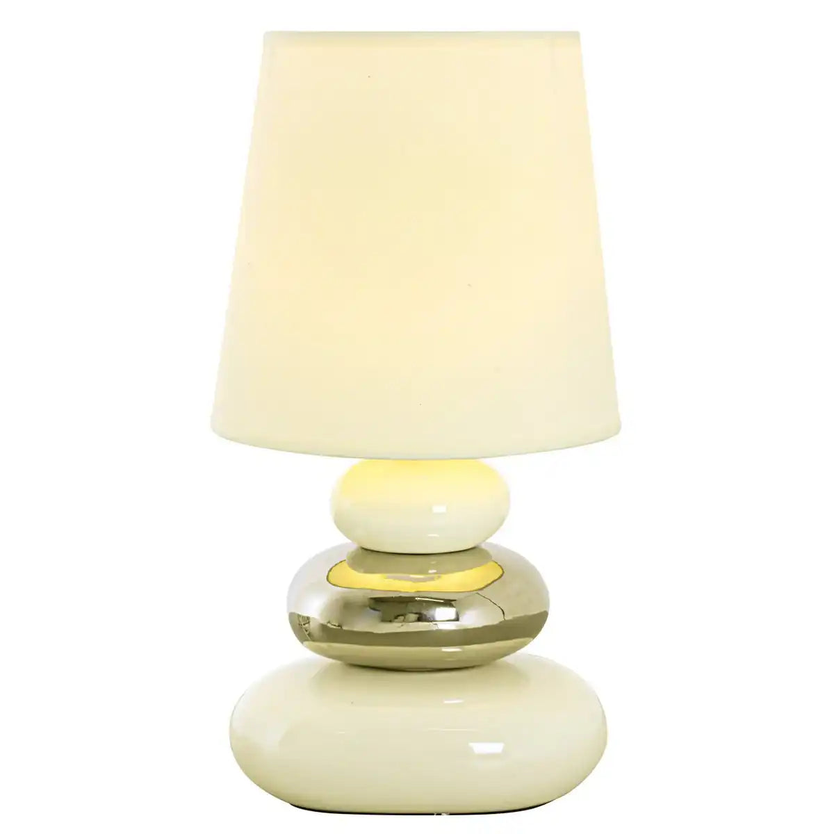 Keramik Tischleuchte "STONEY", Tischlampe aus Keramik, weiß, mit E14-Fassung, Tischlampe für Esszimmer, Wohnzimmer, Diele oder Büro, oder als Nachttischlampe, 31 cm hoch