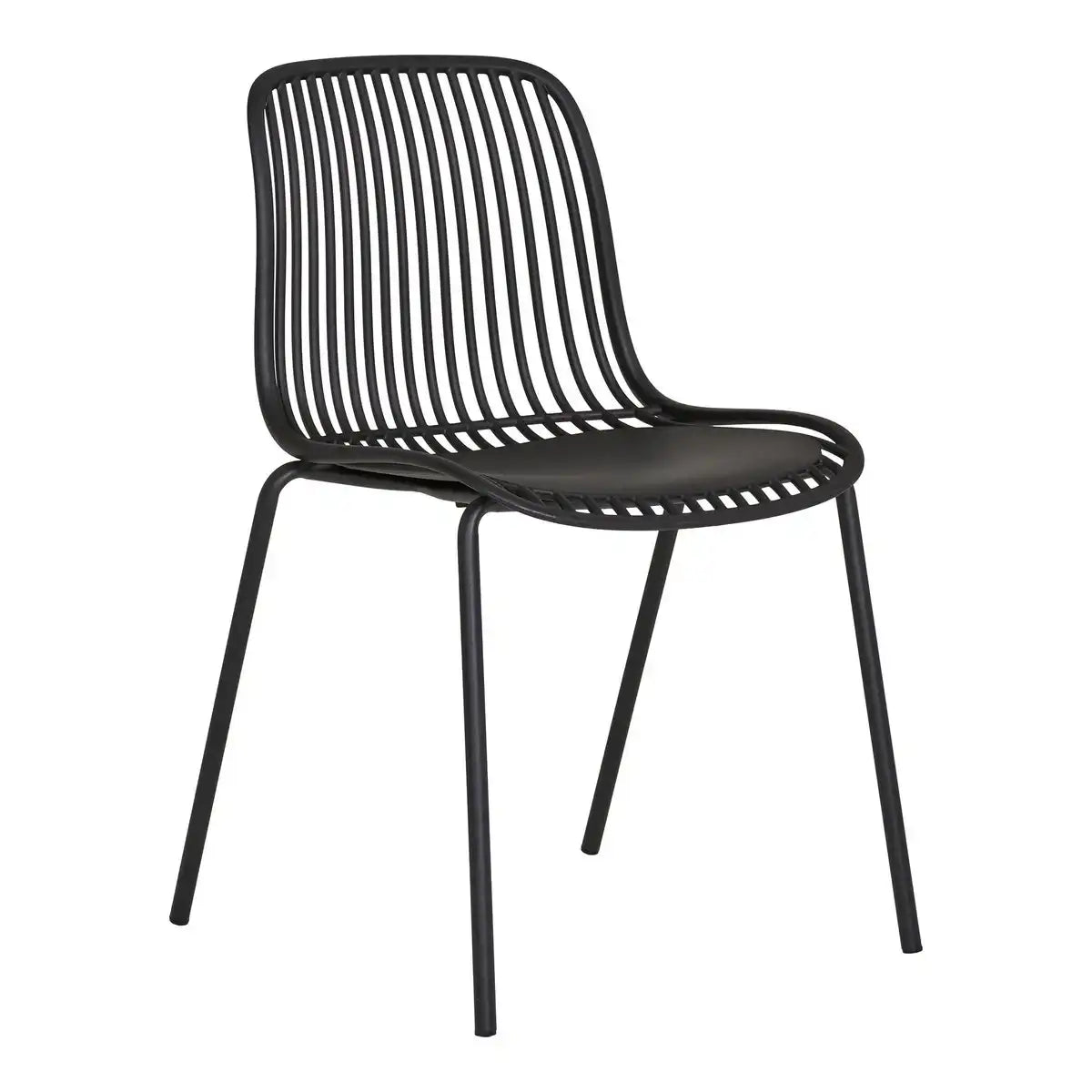 Branson Garden Stuhl - Schwarz, stapelbar, 55x46,5x82 cm - 4 -Set von 4
