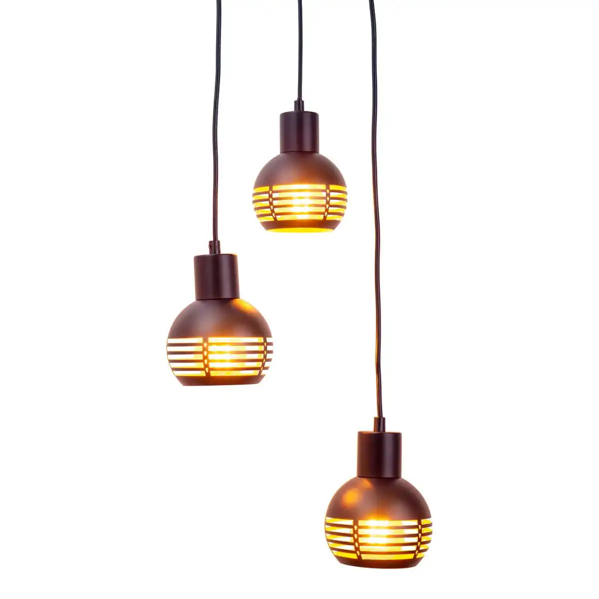 3er Pendelleuchte "CASCO" Hängelampe aus Metall in Schwarz, und Gold, mit E27-Fassungen. Stilvolle Beleuchtung für Wohnzimmer, Esszimmer oder Küche.