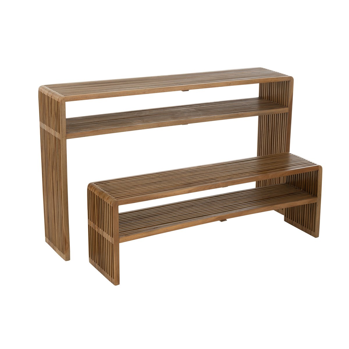 J-Line-Set von 2 Konsole mit Regal Recycling Teaks Naturel