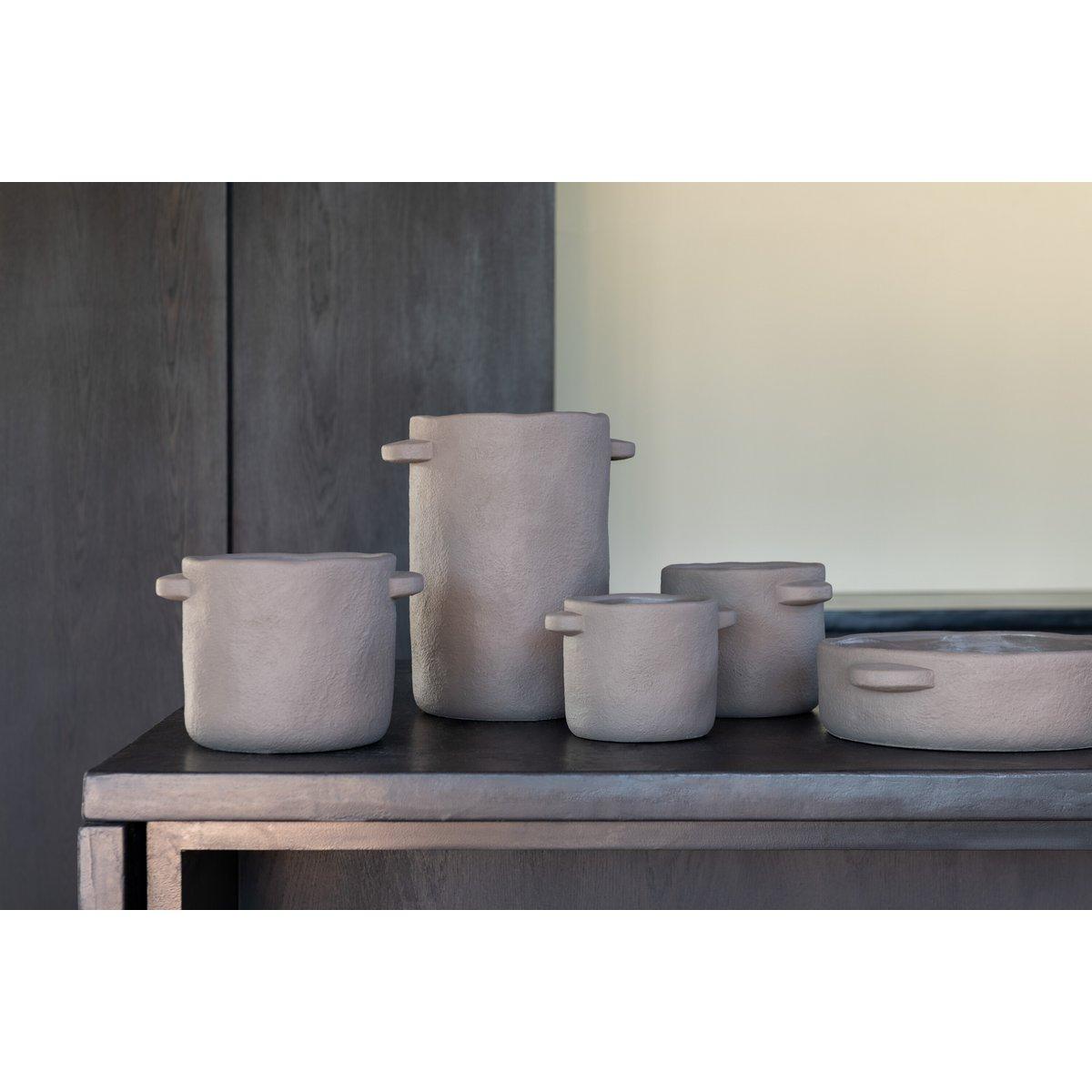 J-Line Blumentopf Gustave - Zement - Dunkelbraun - Ø 19 cm - 2 Stück