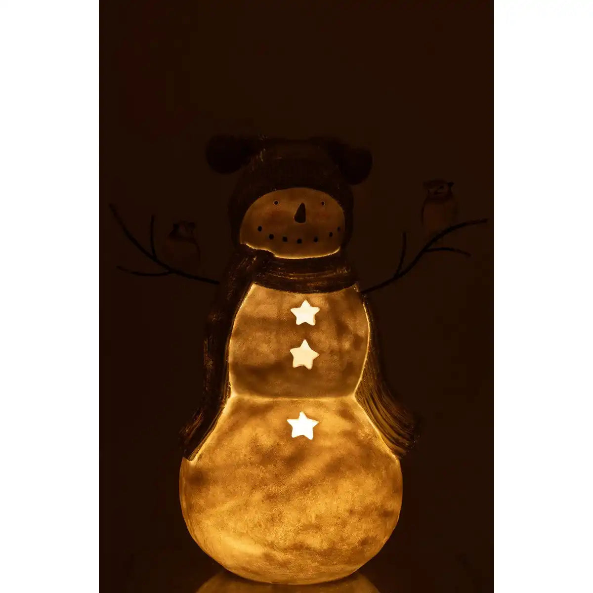 J-Line Snowman Birds Resine Weiß/Grau Groß