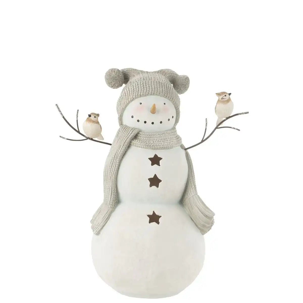 J-Line Snowman Birds Resine Weiß/Grau Groß