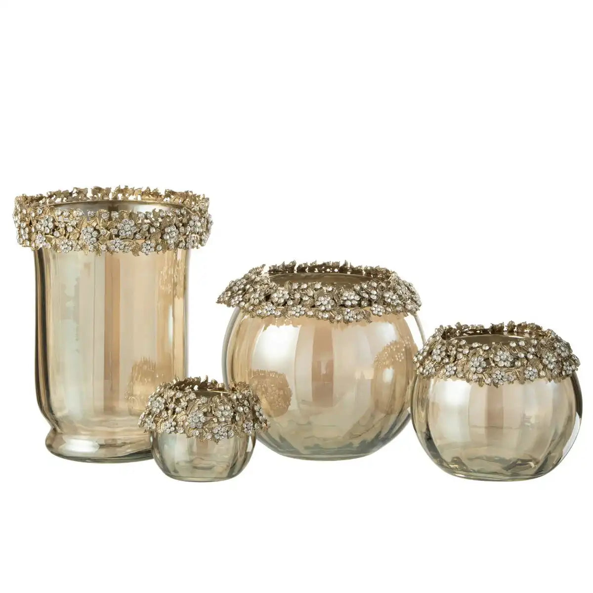 J-Line Kerzenhalter Vare - Metall/Glas - Gold/Bronze