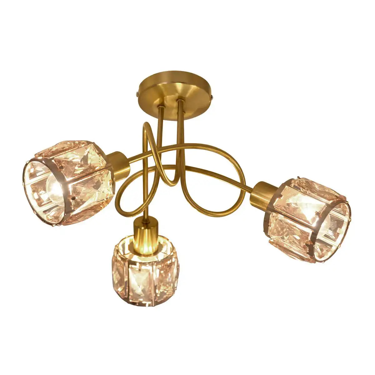 3er LED-Spot "JOSEFA" Gold, Deckenlampe aus Metall und Glas in Gold für Wohnzimmer, Schlafzimmer, Esszimmer, mit E14-Fassung, für Esszimmer, Wohnzimmer, Diele oder Büro, Ø38 cm