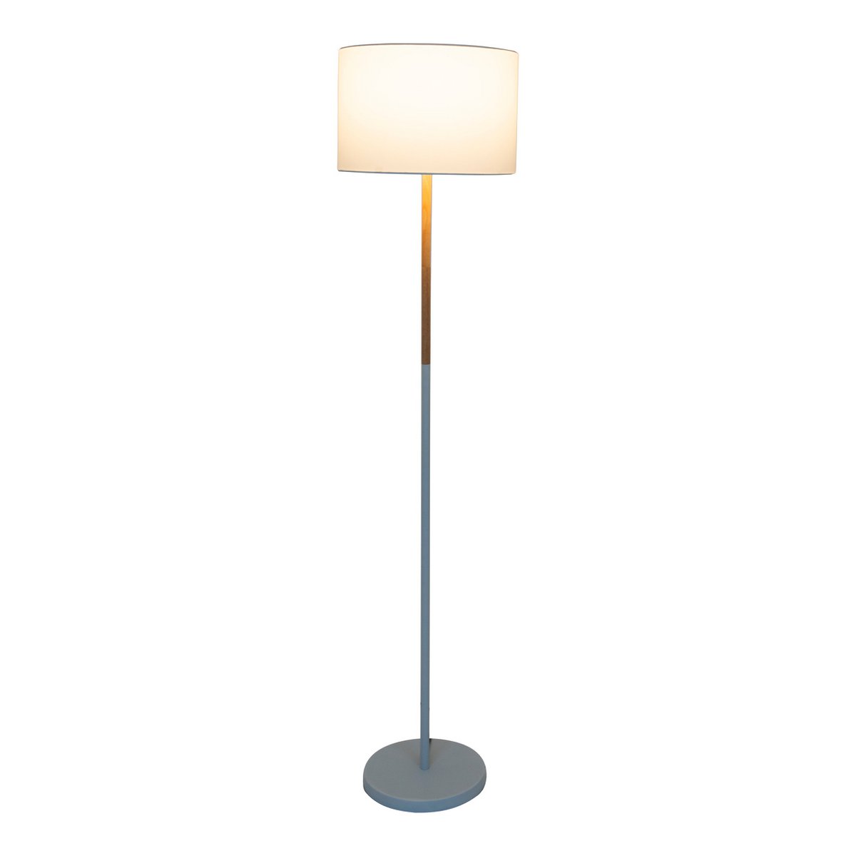 Textil-Stehleuchte "TESSILE", Stehlampe aus Metall, Gummibaumholz und Stoff in Weiß und natur, E27-Fassung, Stehleuchte 126 cm hoch