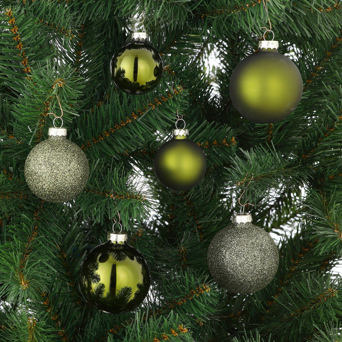 Weihnachtskugel-Set – 26 Stück – Ø7 cm – Glas – Dunkelgrün