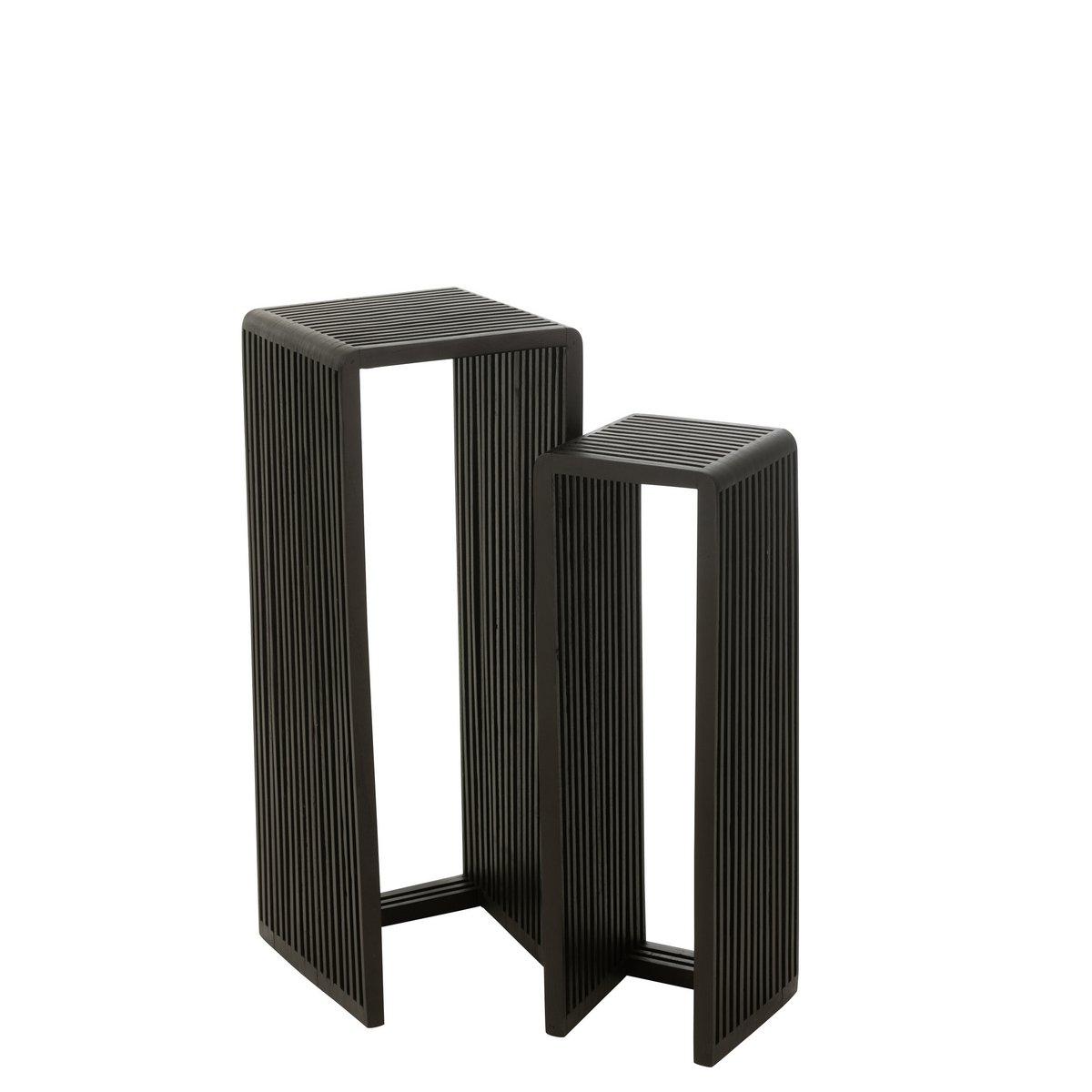 J-Line Beistelltische Cube Recyceltes Teakholz – Holz – Schwarz