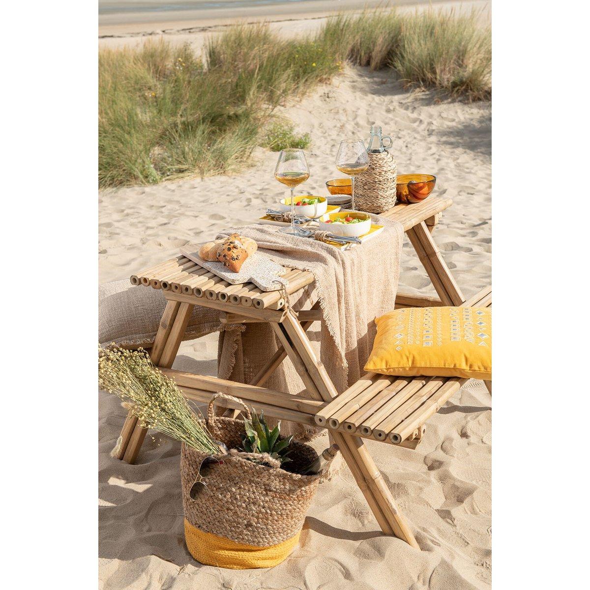 J-Line Picknickbank – Bambus/Jute – Natur