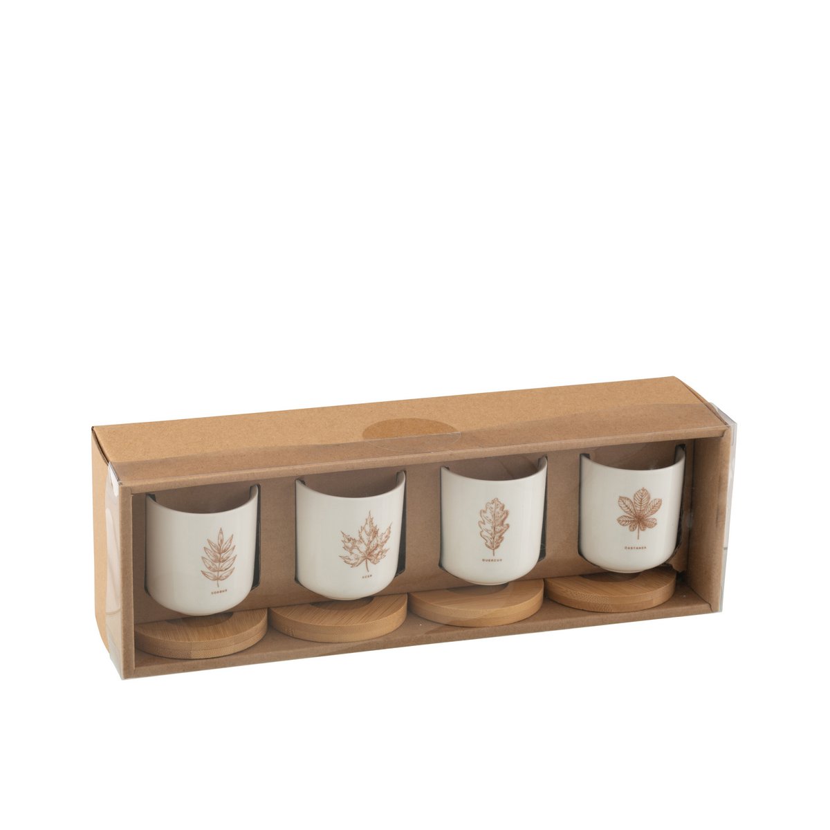 J-Line Kaffeebeutel + Untertasse - Geschenkbox - Keramik - Braun - 4er-Box