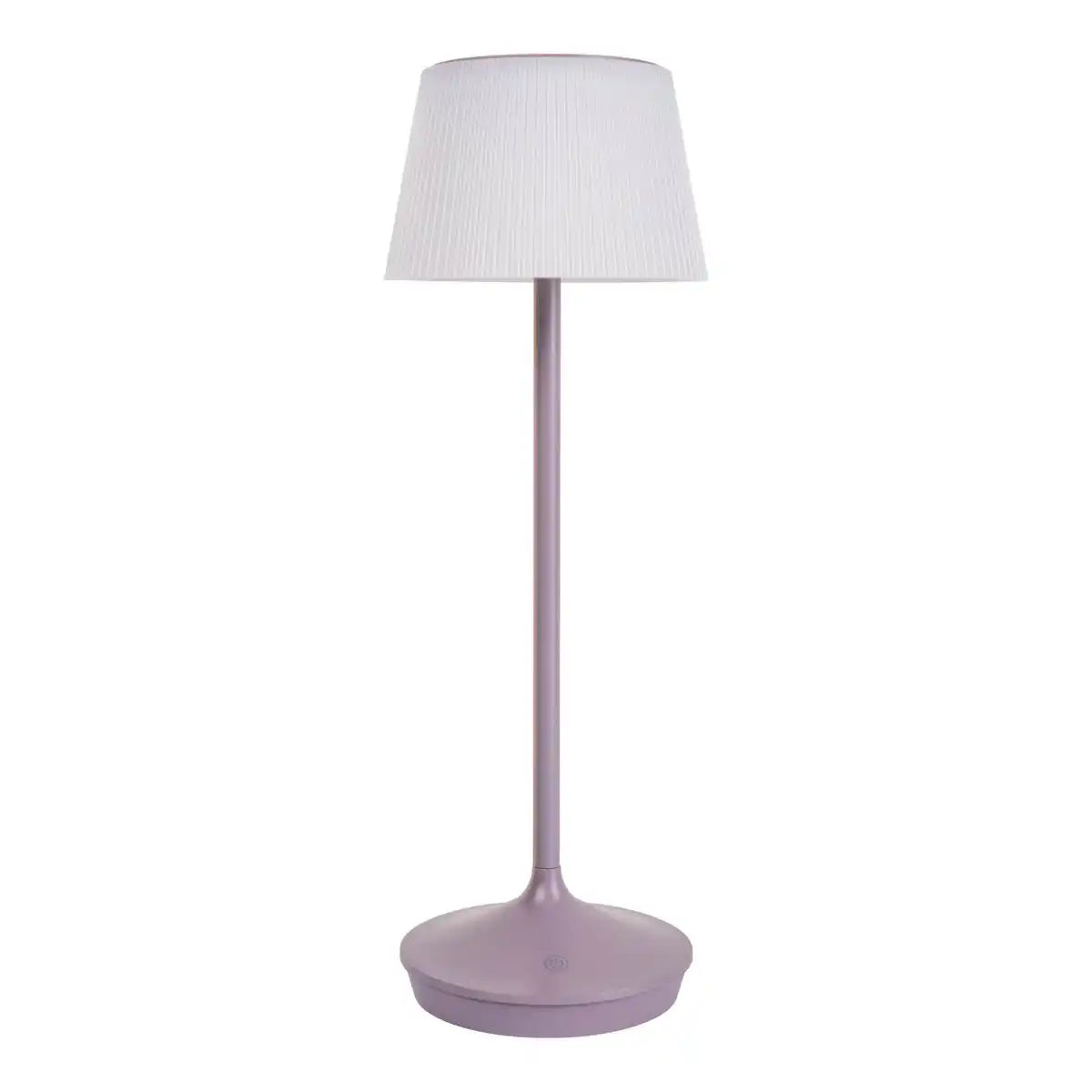 Solar-Akkutischleuchte "EMMI" 38 cm hoch, Schirm Ø 13 cm, Metall in Brombeer und weißer Kunststoff, für den Außenbereich, dimmbar CCT.