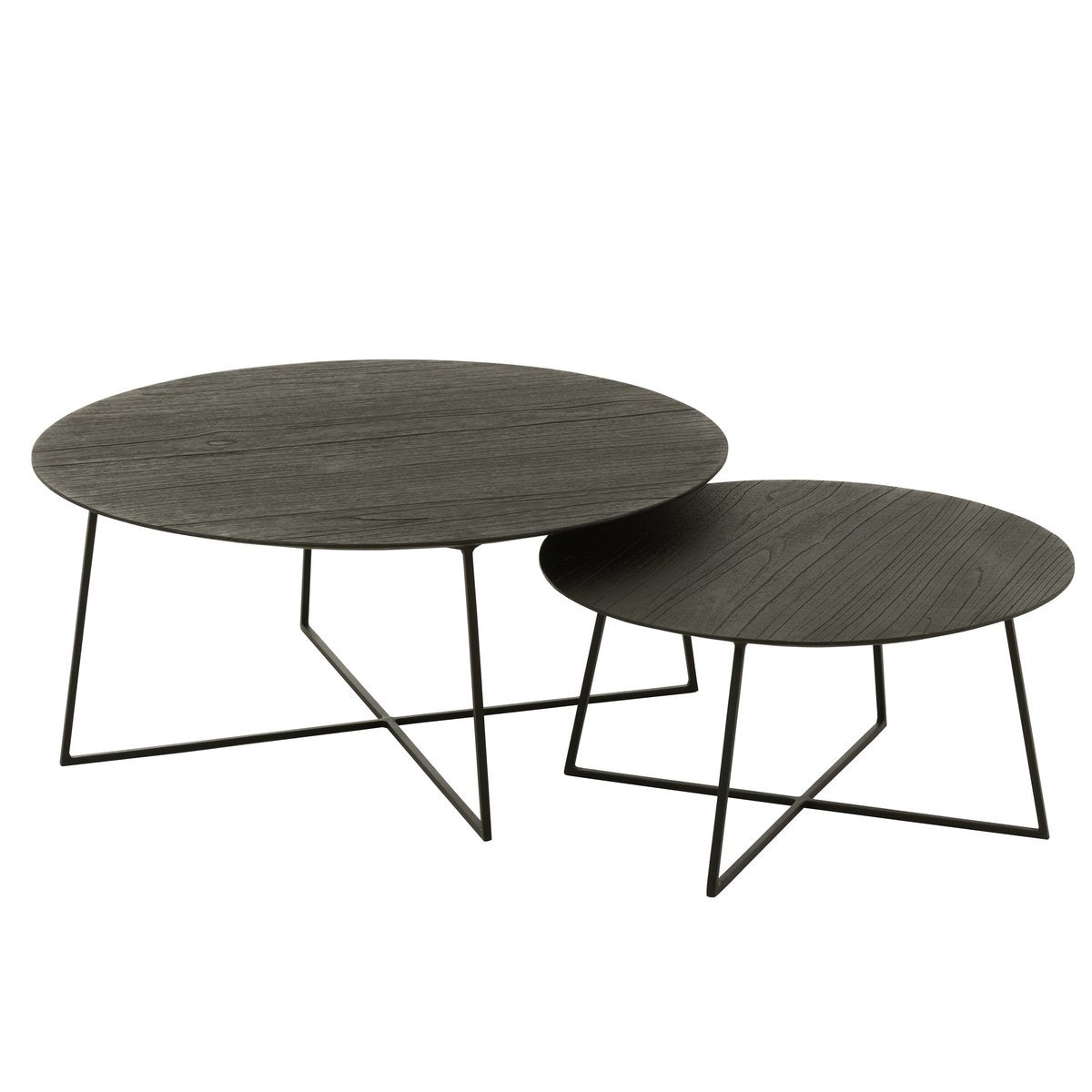 J -Line Side Table Round - Holz/Metall - Schwarz - 6 -Set von 6