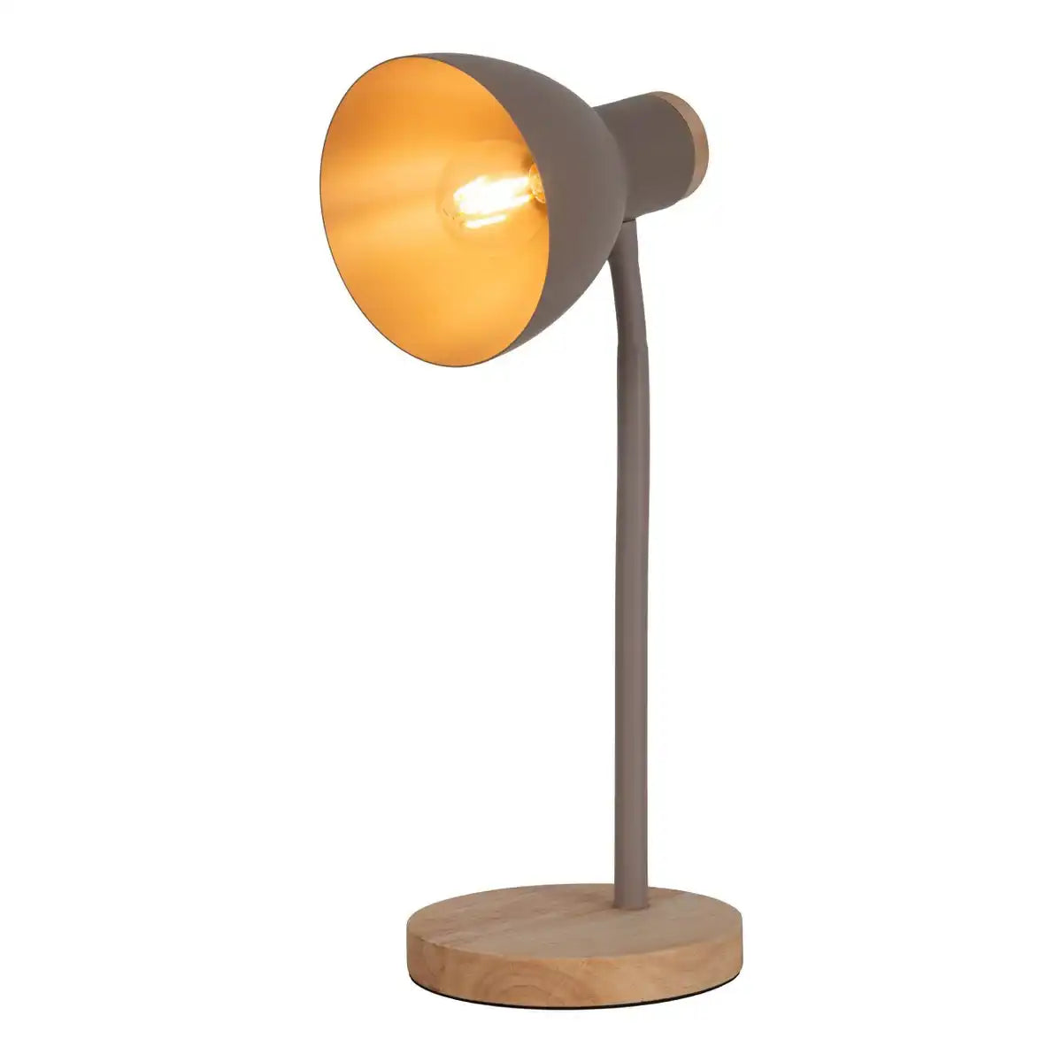Schreibtischleuchte "MARIE" aus Metall und Holz, E14, Braun, 36,5 cm hoch