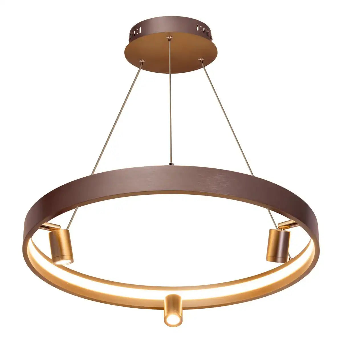 LED Pendelleuchte ""TRISTAN", moderne Pendellampe aus Metall und Kunststoff in Stahl-blank, die LEDs sind fest verbaut. Mit ca. 58 cm Ødie ideale Beleuchtung für Wohnzimmer, Esszimmer oder Küche.