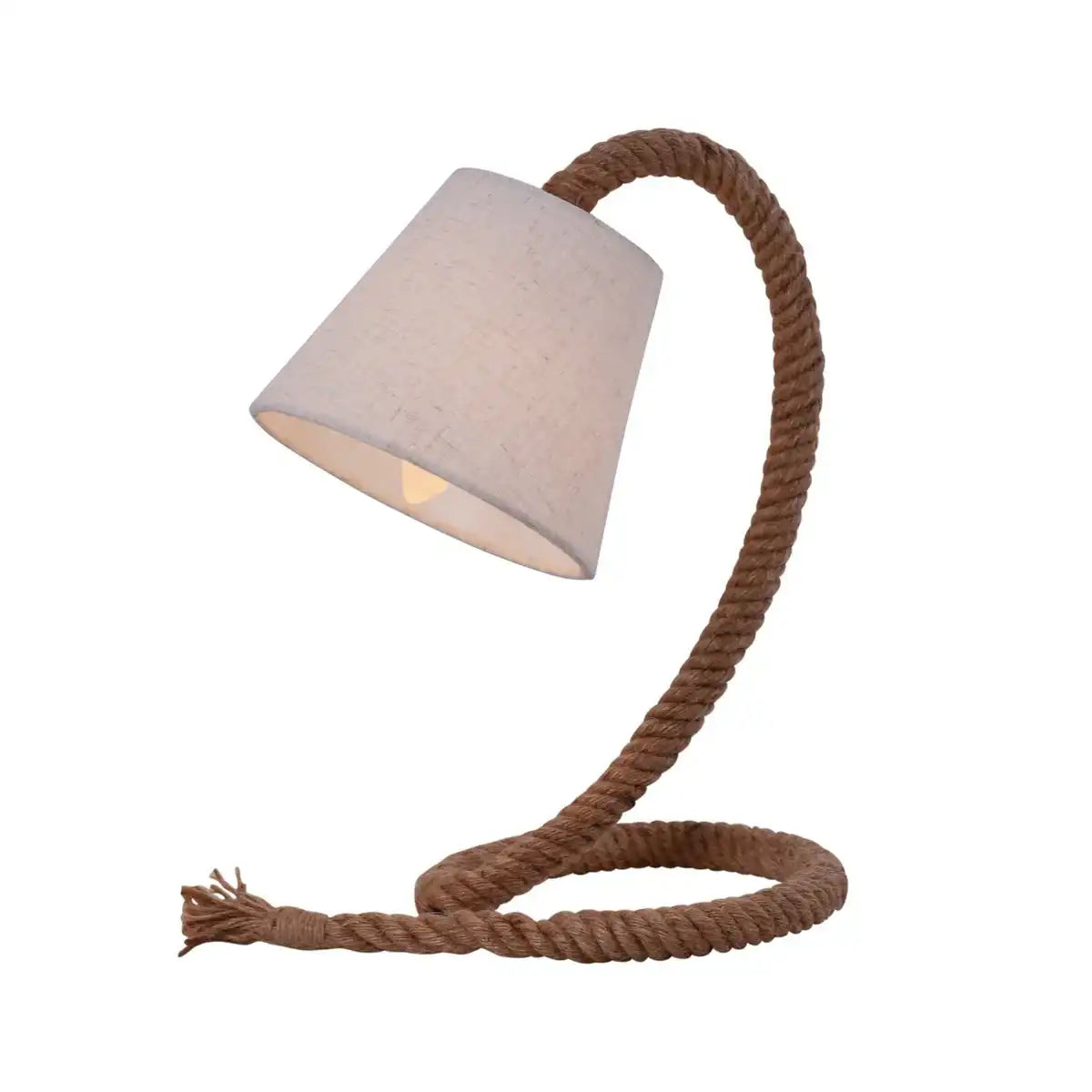 Tischleuchte mit Textilschirm "ROPE", Tischlampe aus Metall, Kunststoff, Jute und Textil in weiß, mit E14-Fassung, für Wohnräume, Diele oder Büro, 35 cm hoch