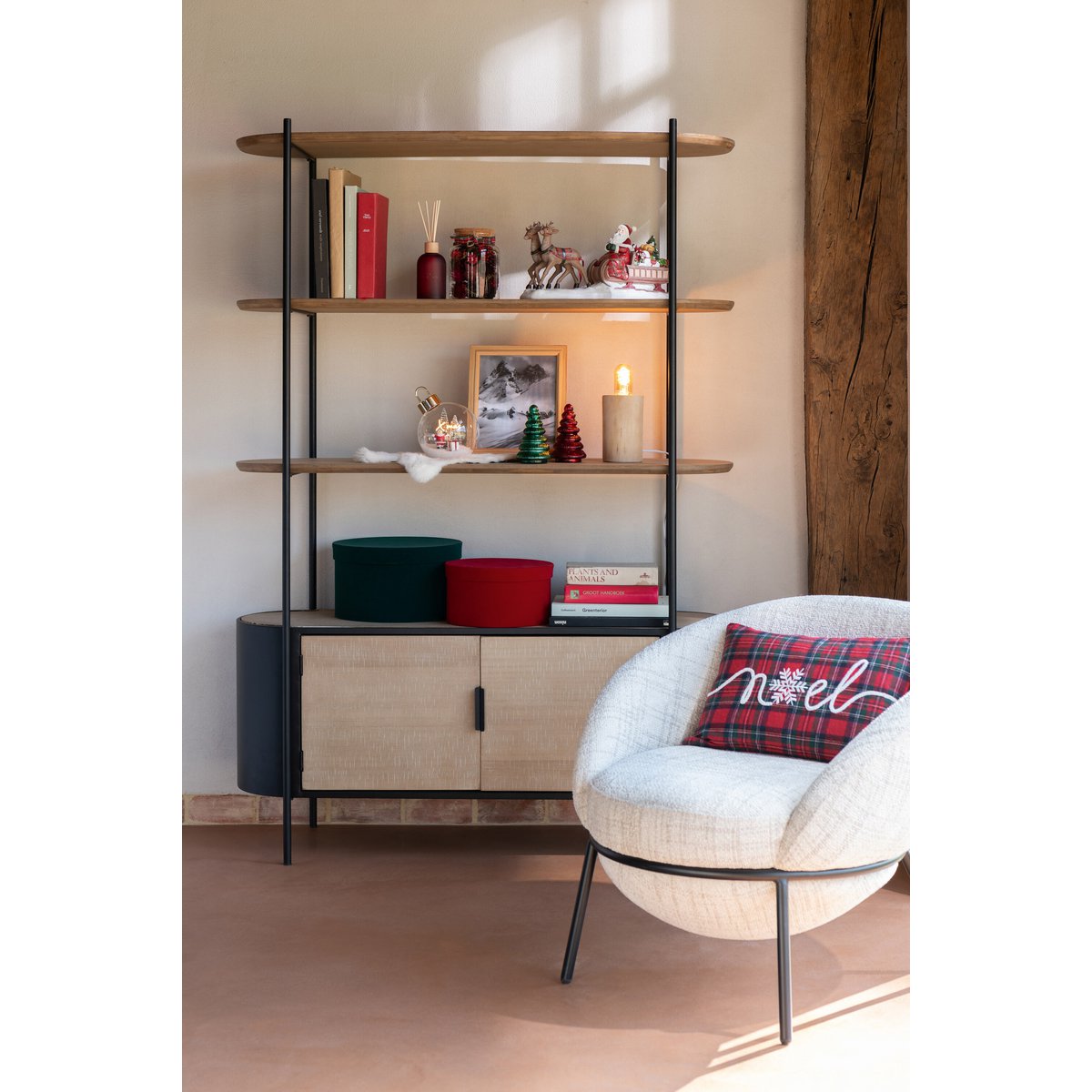 J-line küsst Noël Wolle Weihnachtsrood/Weiß