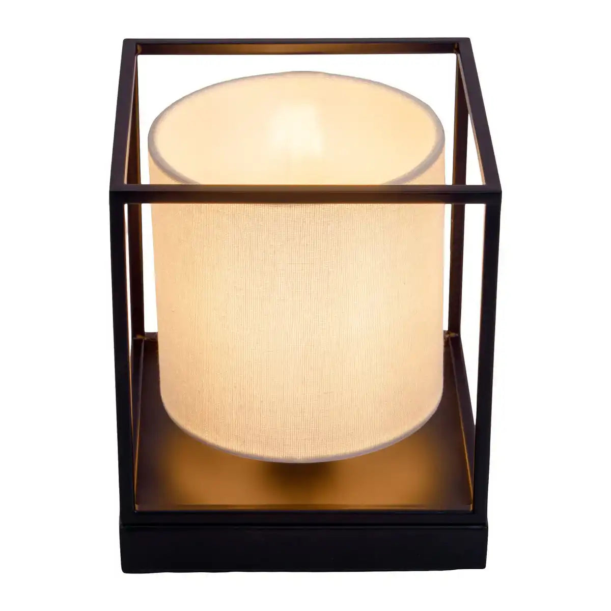 Tischleuchte "BETA" weiß aus Metall mit Stoffschirm in weiß, mit E14-Fassung, Lampe für Wohnzimmer, Esszimmer, Flur und Büro, 15 x 15 x 17 cm