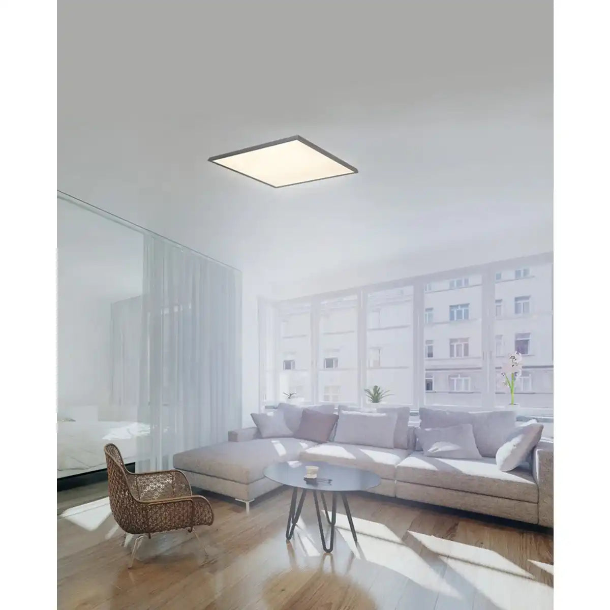 LED-Sensor-Panel "ALEGRE" Seitenlänge 45 cm, viele Funktionen, Aufbauleuchte inkl. Halterung aus Metall und Kunststoff, integrierte LEDs warmweiß