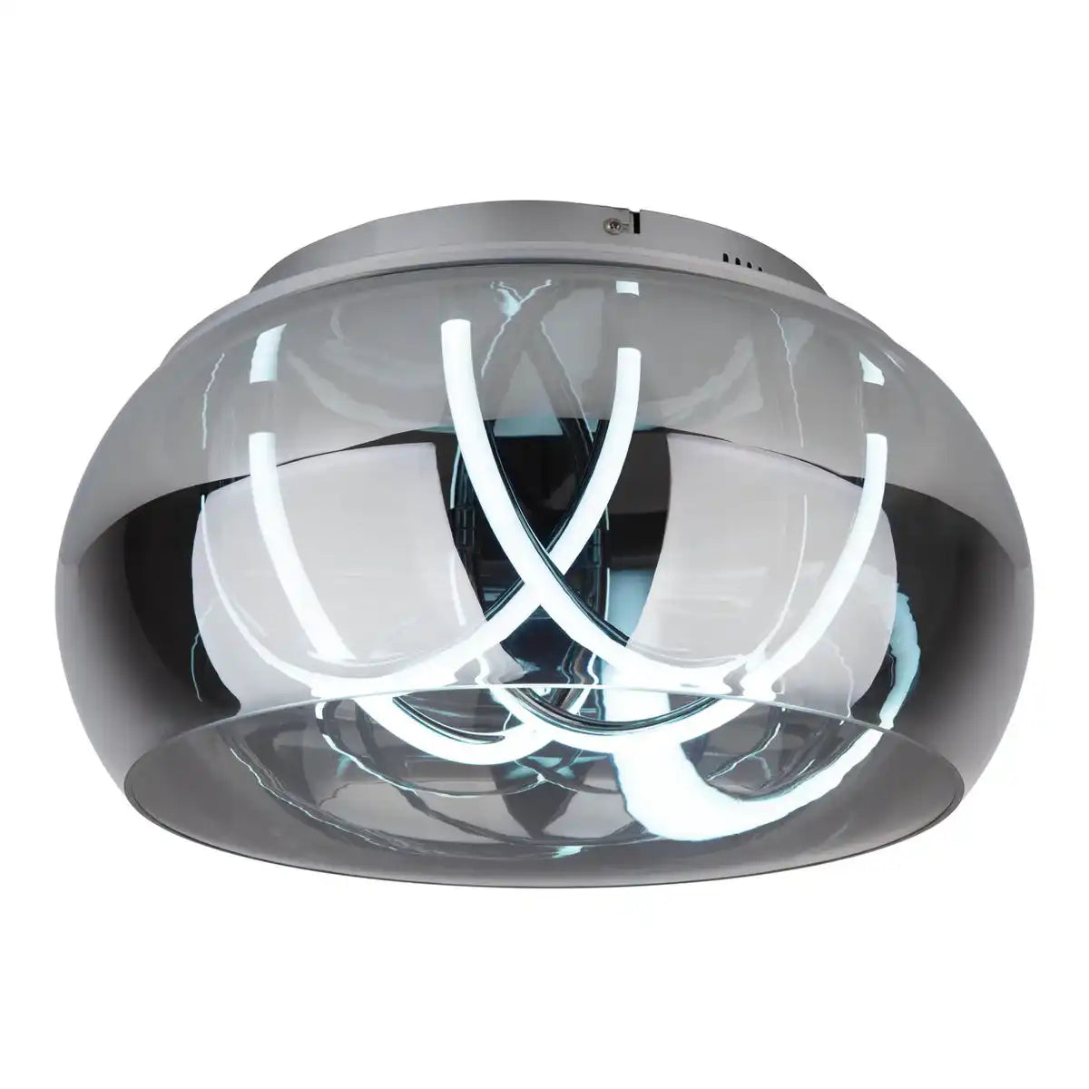 LED Deckenleuchte "MALOU" Ø 45 cm, 23,5 cm hoch, aus Metall, Rauchglas, integrierte LEDs, warmweiß