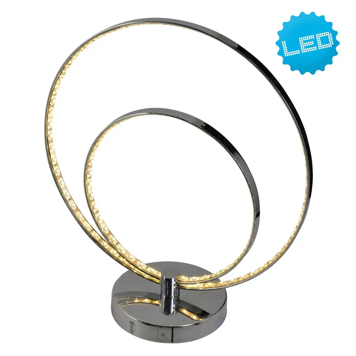 LED Tischleuchte "UNIVERSE" 38,5 cm hoch aus Metall in Chrom, mit integrierter LED