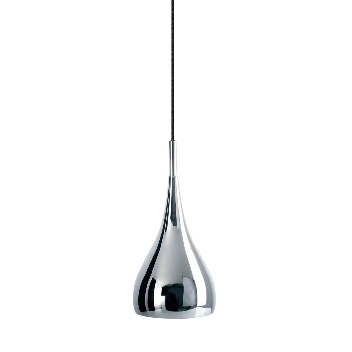 Pendelleuchte "STYLE", Retro Klassiker, Pendellampe aus chromglänzendem Metall mit E27-Fassung, Schirm Ø15 cm, ideal für Esszimmer, Wohnzimmer und Küche.