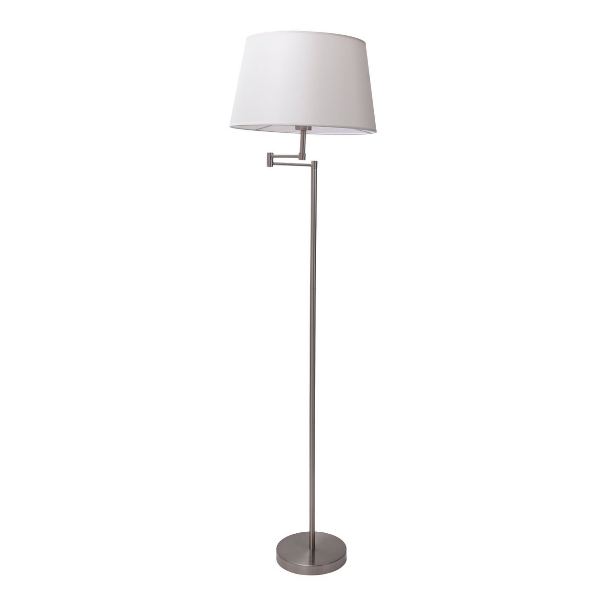 Stehleuchte "BOLOGNA" Höhe 158 cm aus Metall in satiniertem Nickel, beiger Textilschirm, E27
