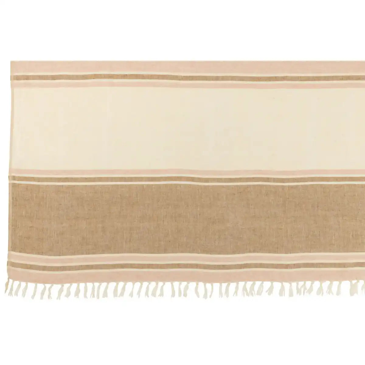 J-Line Plaid gestreift + Fransen Hellrosa/Weiß/Beige