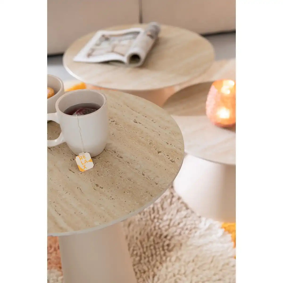 J-Line Side Table Spalte Kegel Iron Ecru/Beige