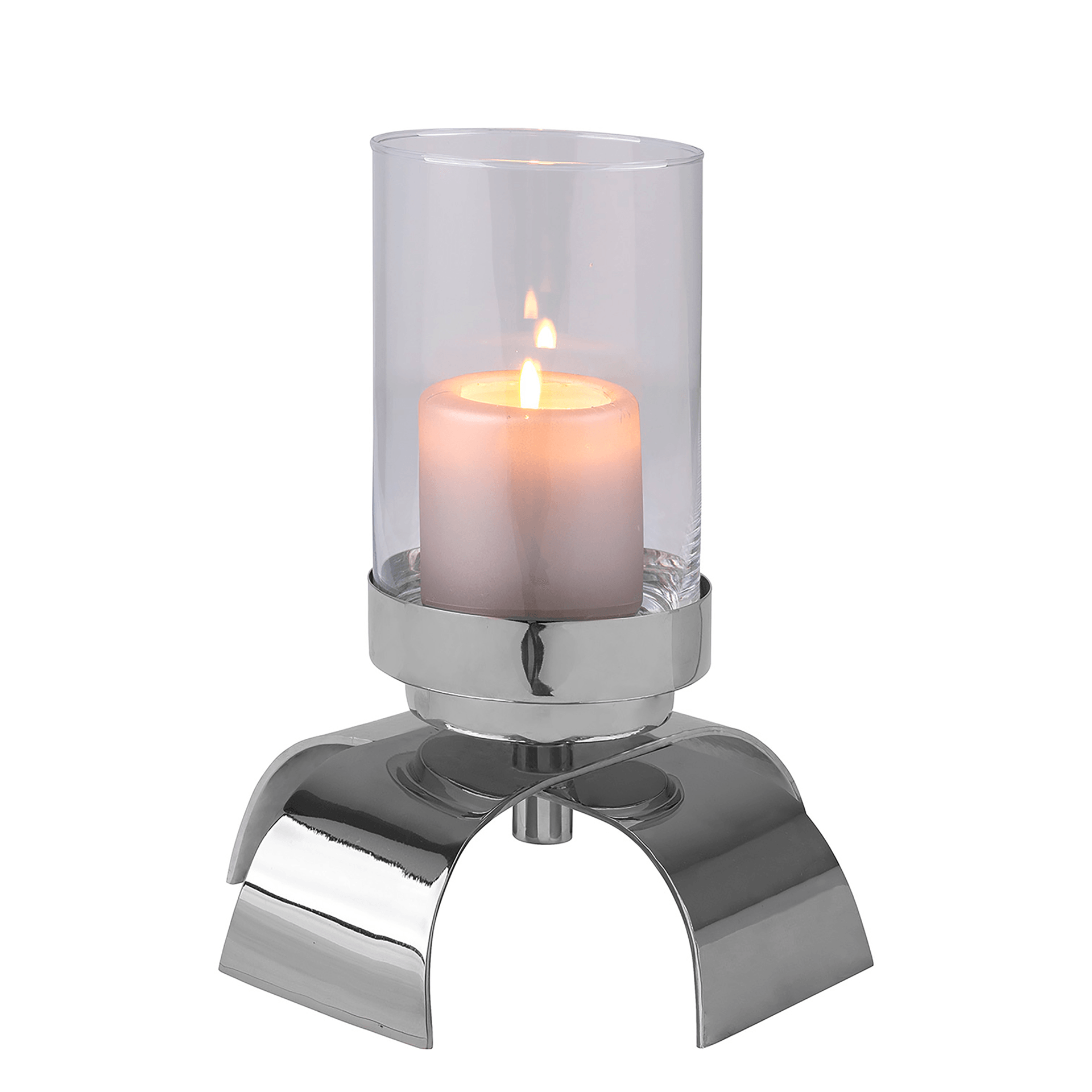 AARON Kerzenständer Stumpenkerzehalter Chrom Aluminium Edelstahl - HomeDesign Knaus