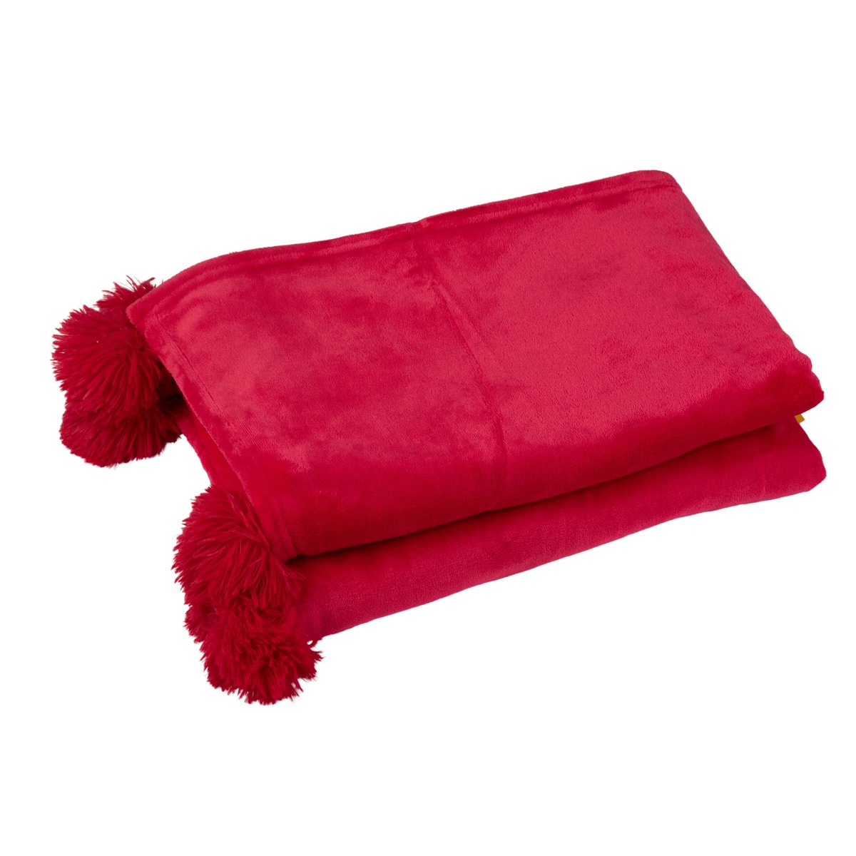 J-Line Plaid Pompom – Polyester – Fuchsia – 170 x 130 cm