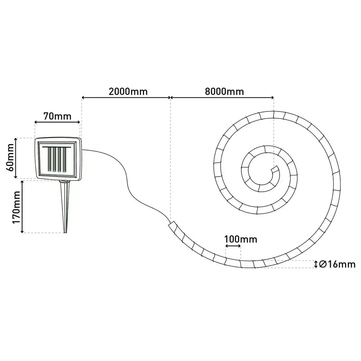 Solar-Lichterkette "Canamo" aus Hanfseil in ´Natur, 8 m lang, plus 2 m Zuleitung, warmweiß, für den Außenbereich