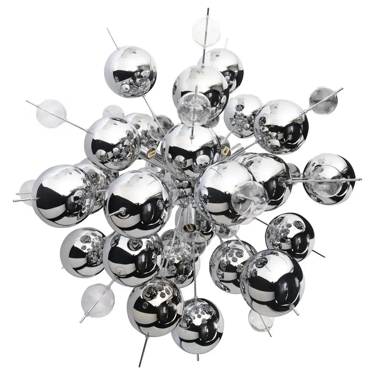 Pendelleuchte "EXPLOSION" chrom aus Metall und Glas, G9 Fassungen, Hängelampe für Esszimmer, Wohnzimmer, Diele oder Büro, Øca. 65 cm