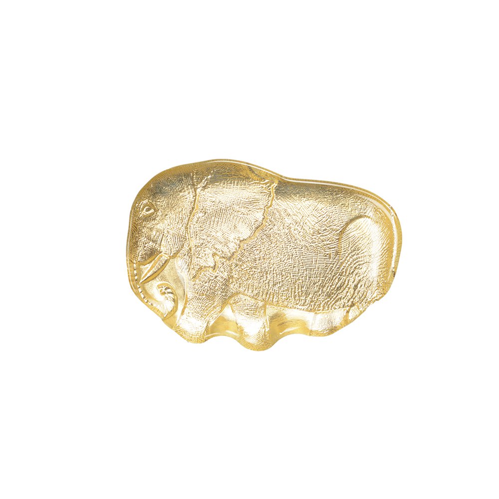 GEBRISSTER ELEFANTEN-GLASBECHER AUS GOLD 15X22X2CM