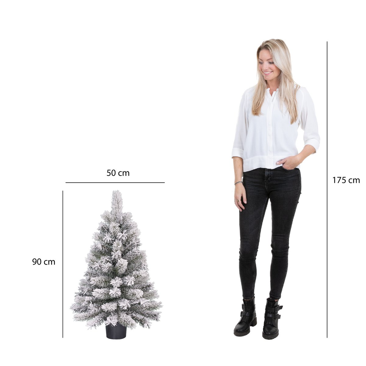 Dinsmore Künstlicher Weihnachtsbaum im Topf – H90 x Ø50 cm – Frosted Green