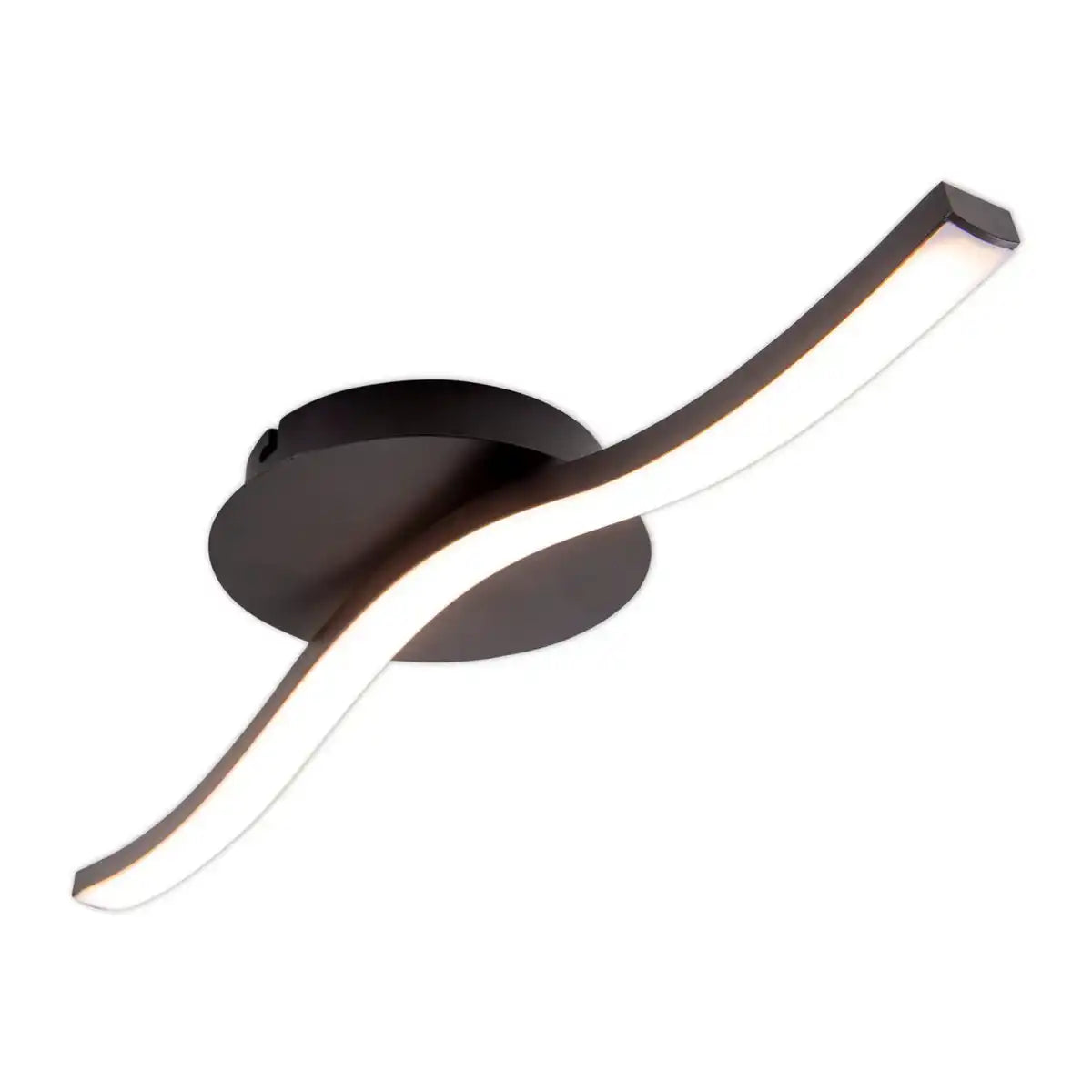LED Wand-/Deckenleuchte "ONDA", Deckenlampe aus Metall und Kunststoff in Schwarz, mit fest verbauten LEDs, Beleuchtung für Wohnzimmer, Büro oder Nachttisch 45 cm lang