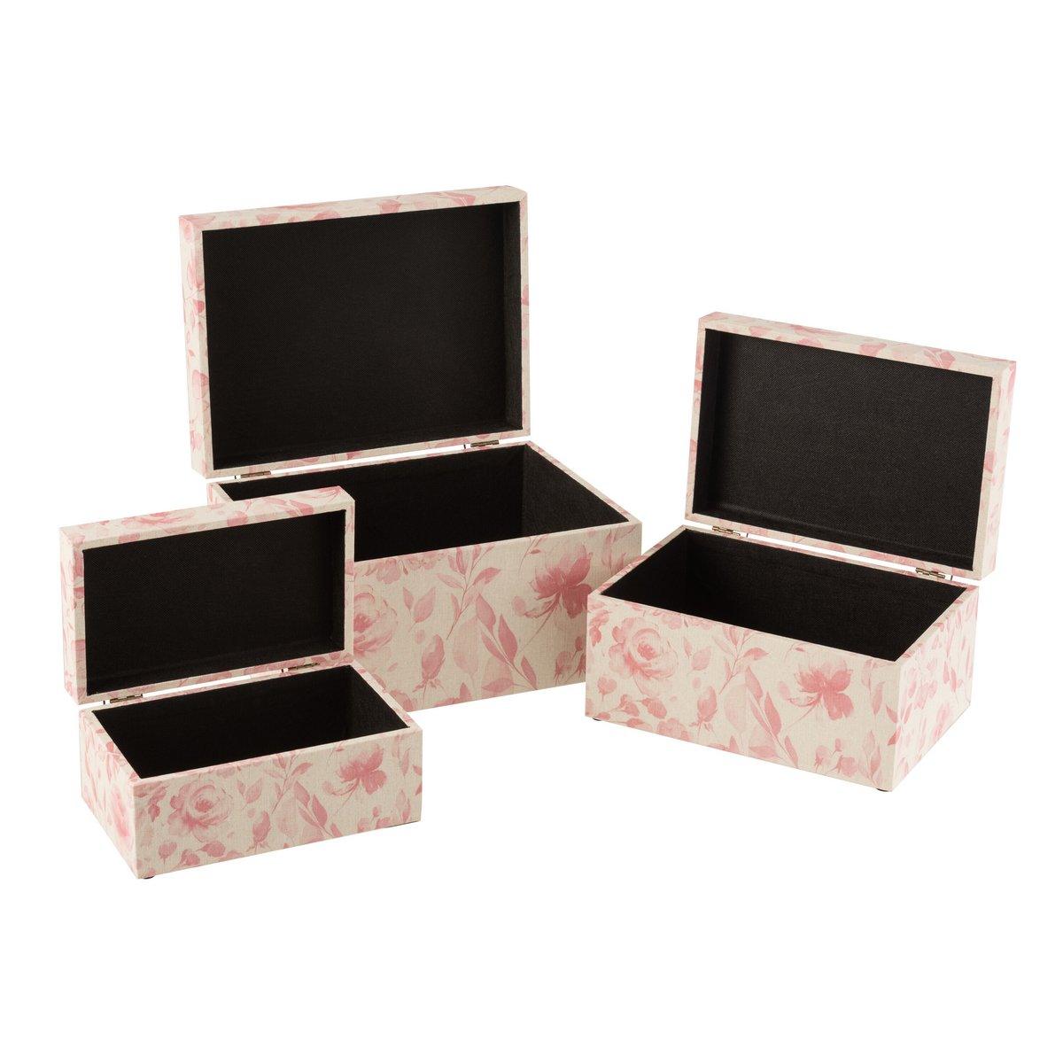 J-Line-Set mit 3 Boxen – Holz – Weiß/Rosa