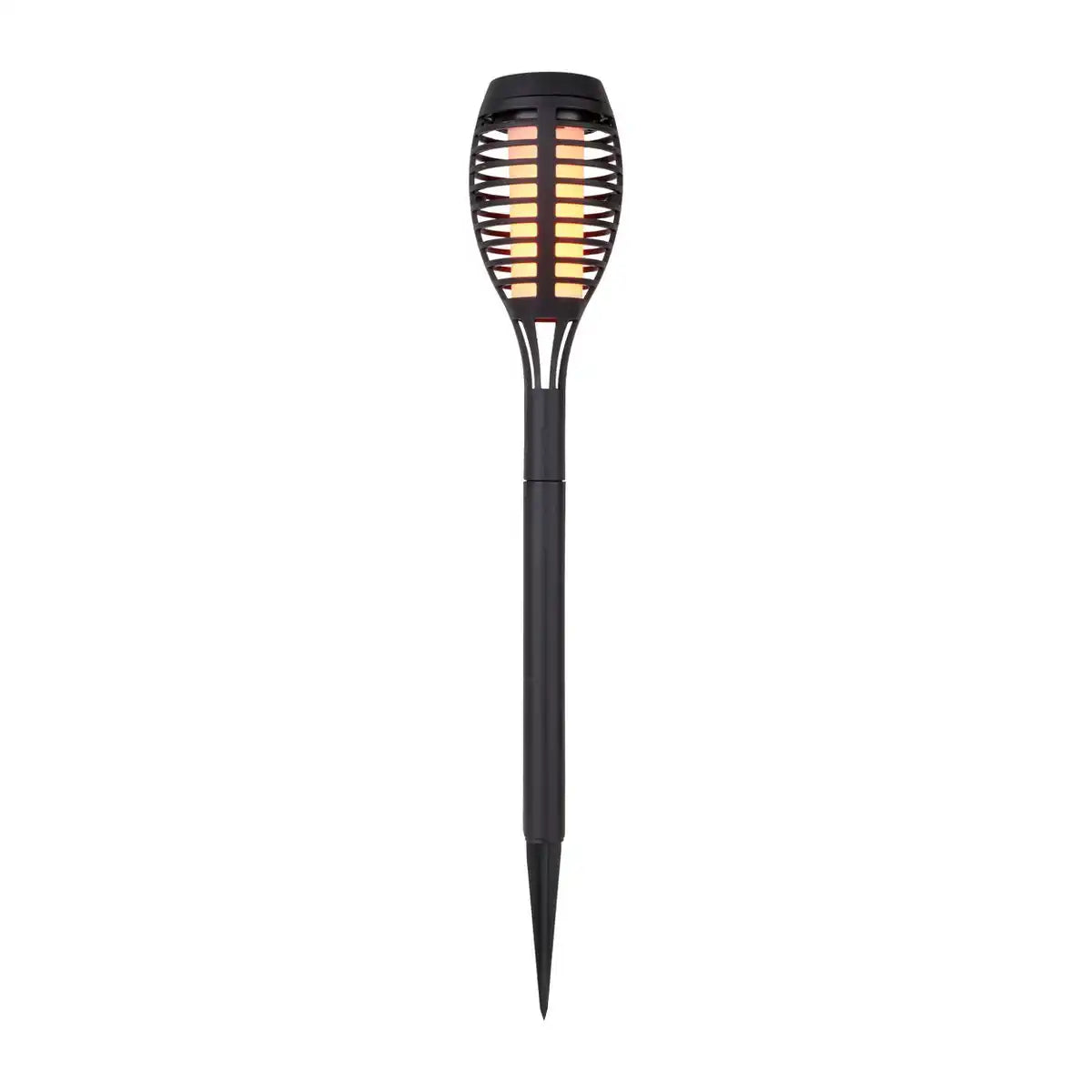 5er Set LED Erdspieß "Fackel" 45 cm aus grauem Kunststoff, mit integrierter LED, Solarleuchte für Außen