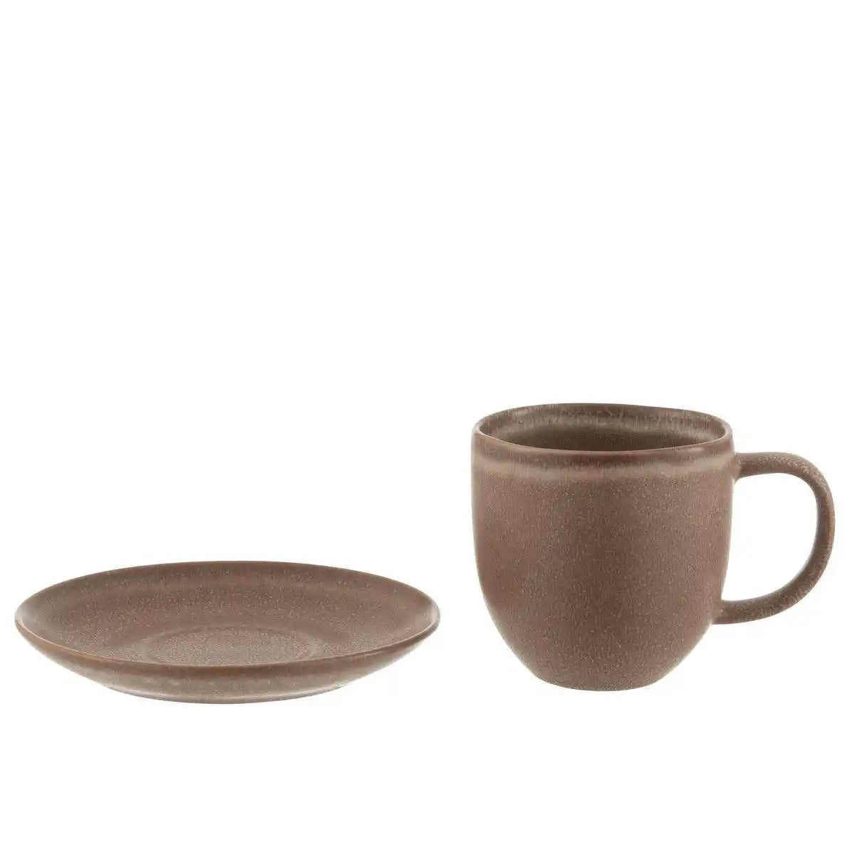 J-Line Louise Tasse + Untertasse - Keramik - Cognac - 6x