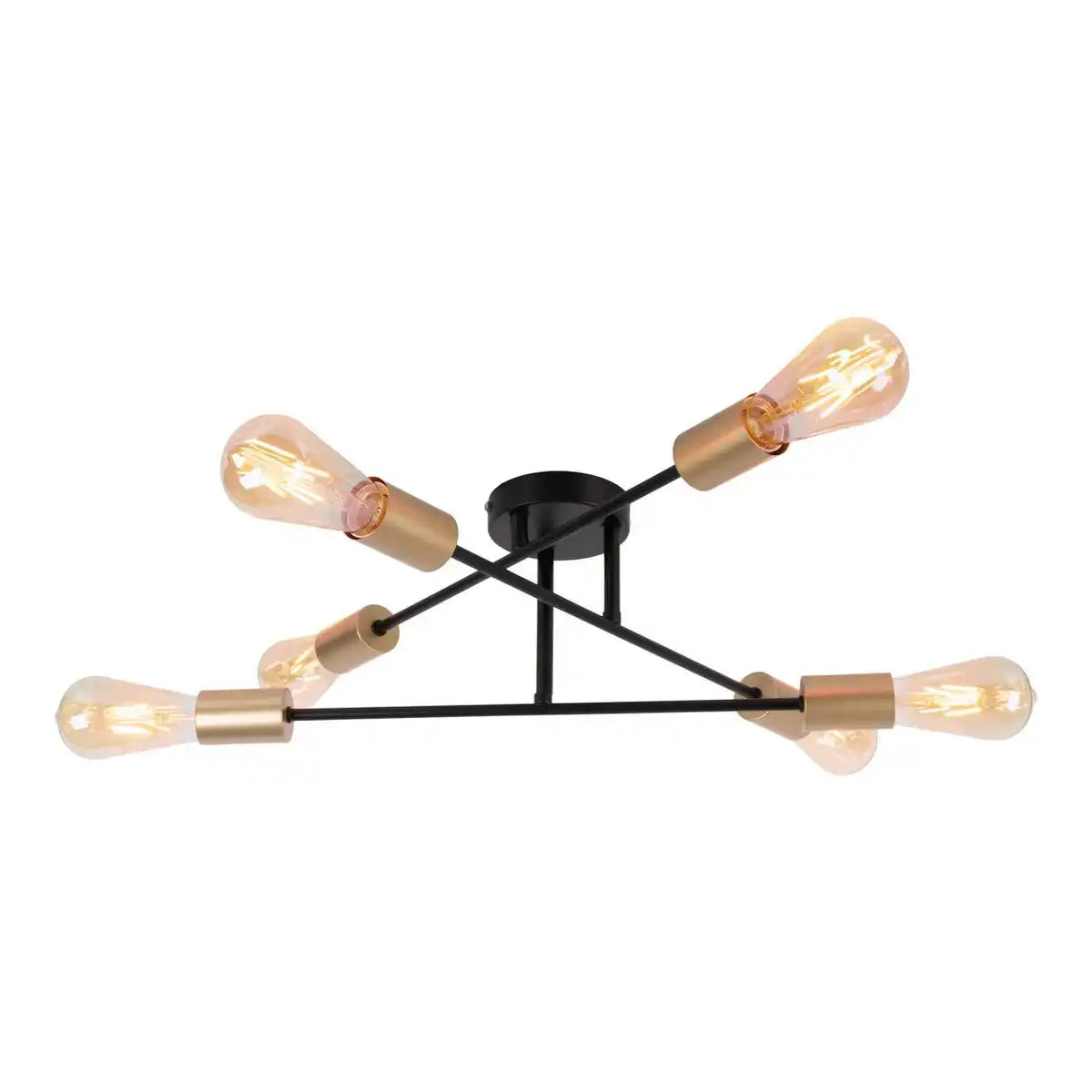 Deckenleuchte "MODO" 6-flammig aus Metall in Schwarz,, Fassungen Gold, E27-Fassung, Deckenlampe für Wohnzimmer, Esszimmer, Küche, Diele, Flur oder Büro mit einem Øvon 54,5 cm