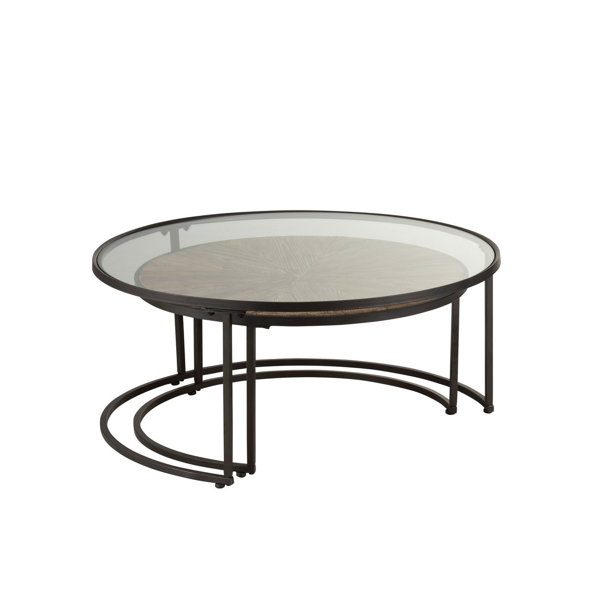 J-Line 2er Set Couchtische Rund Metall Schwarz - 91 x 91 x 41 cm