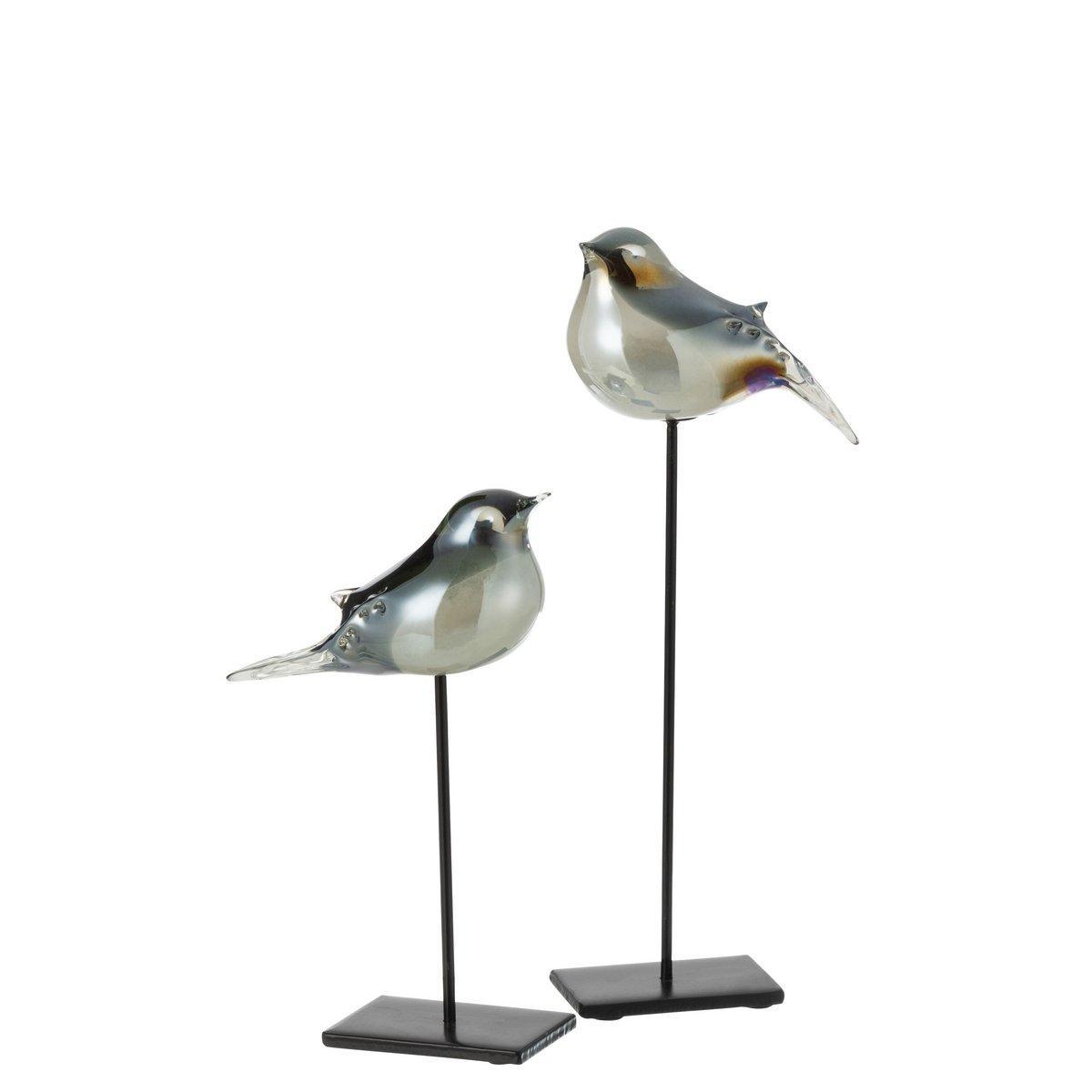 J-Line Bird on Foot Glas/Eisengrau/Schwarz Groß
