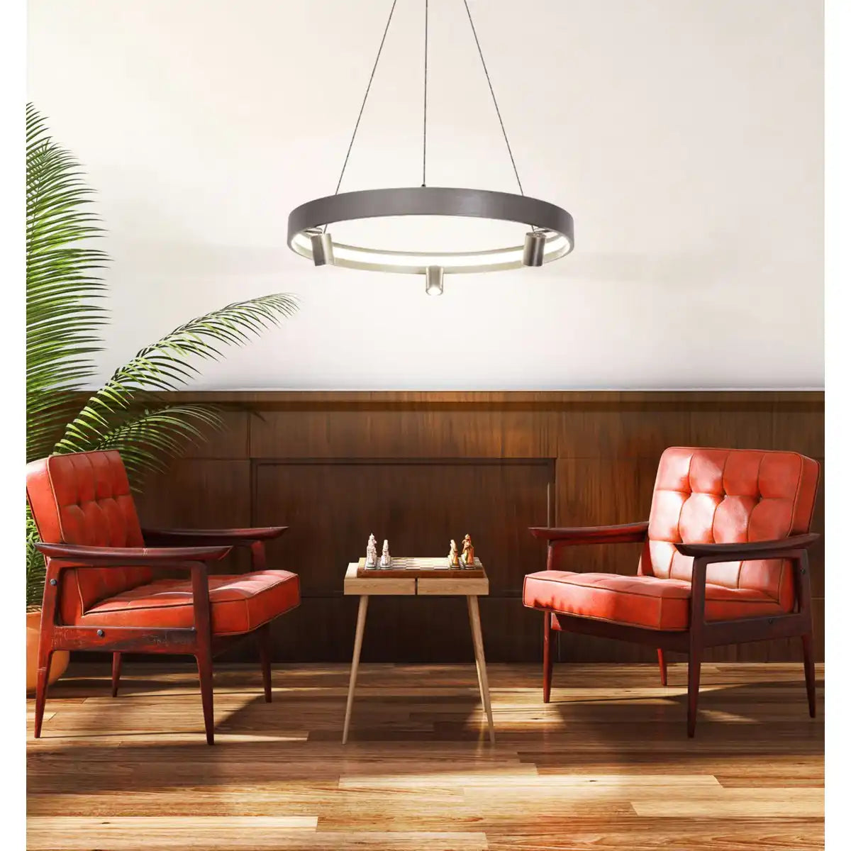 LED Pendelleuchte ""TRISTAN", moderne Pendellampe aus Metall und Kunststoff in Stahl-blank, die LEDs sind fest verbaut. Mit ca. 58 cm Ødie ideale Beleuchtung für Wohnzimmer, Esszimmer oder Küche.